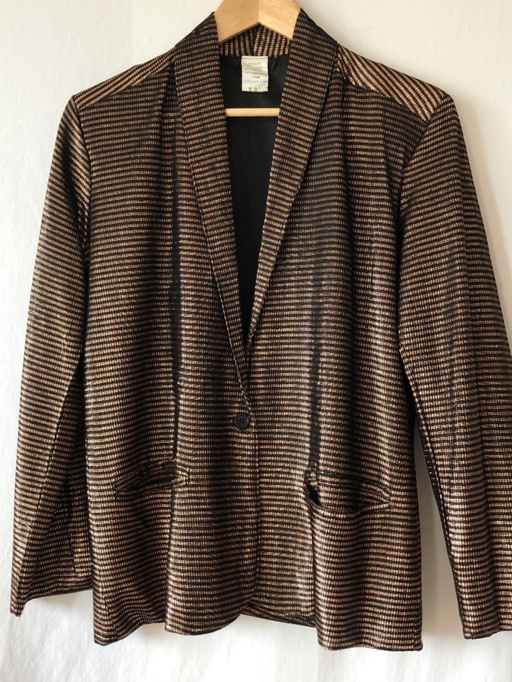 Black And Bronze Striped Lightweight Lurex Jacket